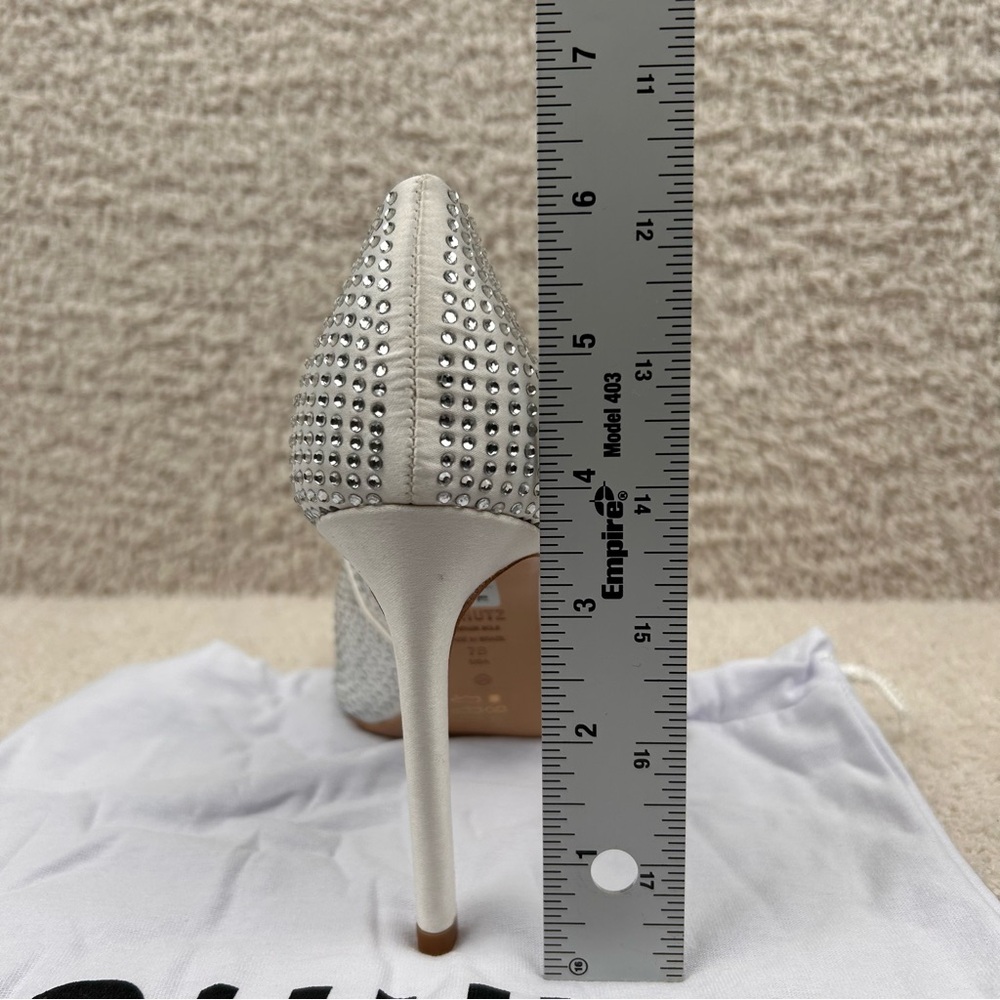 Schutz Heels Womens 7B Lou Crystal White Rhinestones Pointed Toe Bridal Pumps - Picture 5 of 8